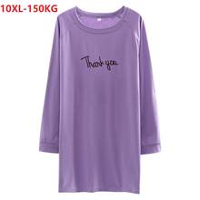 Camiseta de algodão de manga longa, roupa feminina folgada para inverno e outono, tamanho grande 10xg 2024 - compre barato