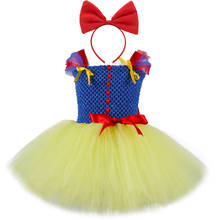 Vestidos de princesa Blancanieves para niñas, vestido de tutú con diadema de lazo, disfraces de princesa para bebé, cumpleaños y Halloween 2024 - compra barato