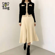 Tingfly Vintage Elegant Women Sweater Single Breasted Cardigan & Knitting Midi Skirts Women Sets Dress 2 Pcs Dress Street Outfit 2024 - buy cheap