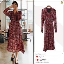 Vestido largo Retro con estampado Floral para mujer, prenda básica de cintura ajustada, Estilo Vintage, estilo coreano, para Otoño e Invierno 2024 - compra barato