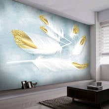 Papel de parede auto-adesivo personalizado 3d de pena de aquarela estéreo, murais de foto customizada para parede da sala, quarto, adesivo de parede à prova d'água 2024 - compre barato