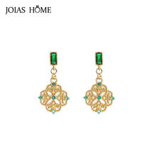 JoiasHome Geometry Silver 925 Jewelry Gemstones Earrings for Women Vintage Hollow Pattern Female Long Ear drops for Engagement 2024 - buy cheap