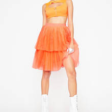Fashion Hot Orange Mid Ruffles Tulle Skirts Side Zipper 2020 High Street Knee Length Women Tutu Skirt Custom Made 2024 - buy cheap
