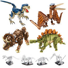 Конструктор Velociraptor Stegosaurus Pterodactyl Tricera, динозавр, ископаемый дракон, модель, кирпичи, игрушки для детей, подарки для мальчиков 2024 - купить недорого