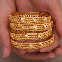 Pulseira feminina dourada para casamento, 4 peças, pulseira para meninas, joias árabe/etíopes, joias para noivado, joia do ramadã 2024 - compre barato
