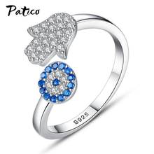 Adjustable Wedding Engagement 925 Sterling Silver Rings For Women Simple Style Sun Hand Palm Pattern Cubic Zircon Jewelry 2024 - buy cheap