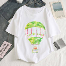 Green Hot Air Balloon Graphic Print T-shirt Women Harajuku Aesthetic White Tops Tshirt 2020 New Summer Fashion Female T Shirt 2024 - buy cheap