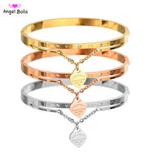 Pulseira forever love feminina ouro rosa, bracelete e pulseira de aço inoxidável 2024 - compre barato