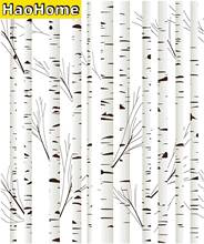 HaoHome Black White Birch Tree Peel and Stick Wallpaper Handpainting Watercolor Self-Adhesive Prepasted Wallpaper Wall Mural 2024 - buy cheap