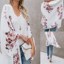 Kimono Floral Retro de talla grande para mujer, blusa informal holgada de gasa de manga larga, ropa de playa, chal, cárdigan, Tops de otoño 2024 - compra barato