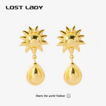 Lost lady vintage gota de água brincos de ouro cor liga brincos para mulher goth clássico pendurado jóias femininas 2024 - compre barato