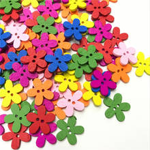 100 pçs botões pétala cores madeira flor forma botões artesanato diy botões de costura artesanal para diy 2024 - compre barato