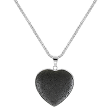 FYJS-Colgante de corazón de amor romántico Chapado en plata, collar de piedra de Lava negra, joyería para el Día de San Valentín 2024 - compra barato
