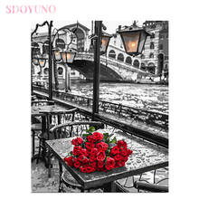 SDOYUNO Red rose DIY painting by numbers kids with frame flowers acrylic paint set HandPainted Unique Gift For art Home Decor 2024 - buy cheap
