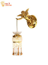French Design Luxury Copper Crystal Wall Lamp Led E14 Gold Lustre Angel Wall Mounted Living Room Bedroom Bedside Villa Corridor 2024 - buy cheap