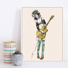 HD Print Picture Home Wall Nordic Style Rock Girl Poster Modular Painting On Canvas Fresh Artwork Living Room Vintage Decoration 2024 - buy cheap