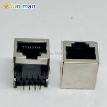Placa de conector de ângulo reto rj45, conector de cabeça de cristal 8p8c, soquete fêmea pcb de 8 pinos, interface de rede 18mm, com 10 peças/lote 2024 - compre barato