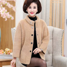 Mother Winter Jacket Mink Cashmere Jacket Female Cardigan Sweater 2019 New Middle-aged Women's Autumn Coat Plus Size 4XL f1747 2024 - buy cheap