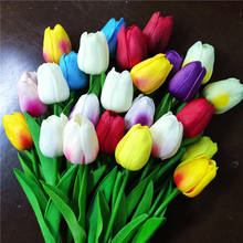 Flores tulipas artificial toque real, buquê de flores falsas para decoração de casamento, decoração de casa e gadren 2024 - compre barato
