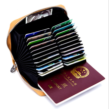 24 Card Slots Genuine Leather Organizer Multi-slots Women Business Card Holder Men Travel Zipper Card Bag Purse Wallet 2024 - buy cheap