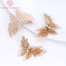 4PCS 35x25mm 24K Champagne Gold Color Plated Brass 3D Butterfly Charms Pendants High Quality Diy Jewelry Accessories 2024 - buy cheap