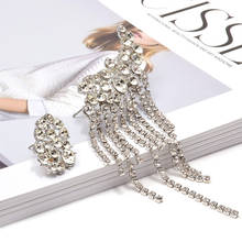 Wholesale Irregular Metal Dangle Long Drop Earrings Hanging Clear Crystals Chain Tassels Fine Jewelry Accessories For Women 2024 - buy cheap