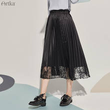 ARTKA 2020 Autumn New Women Skirt Elegant High Waist Mesh Lace Skirts Elastic Waist A-Line Pleated Long Skirts Women QA20208Q 2024 - buy cheap