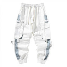 hip-hop men pants Sweatpant men's harem overalls multi-pocket ribbon men's sports pants streetwear casual men's casual pants 2024 - buy cheap