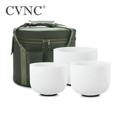 CVNC 8"10"12" Frosted Quartz Crystal Singing Bowl Chakra Set 3 pcs for Boost Immune System with Free 12" Green Liner Bag 2024 - buy cheap