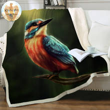 Kingfisher by khalia cama com estampa 3d, cobertor de pelúcia colorido peludo e felpudo para sofá 2024 - compre barato