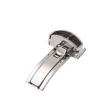 Nova pulseira de relógio de borboleta, 14mm, 16mm, 18mm, 20mm, fecho dobrável, aço inoxidável, para relógios de couro