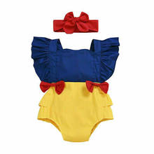 Newborn Infant Baby Girl Ruffle Bowknot Bodysuit Jumpsuit Headband Baby Princess Patchwork Bodysuits 0-24 Months 2024 - buy cheap