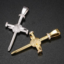 Nails Cross Pendant Necklace For Men Women Hip Hop Jewelry Religious Personality Pendant Zirconia Stone Faith Creativity Gift 2024 - buy cheap