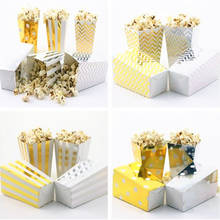 Caja de palomitas de maíz de papel dorado/plateado brillante para fiesta Retro/Hollywood/película, bolsas metálicas de botín de comida, envío gratis, 36 Uds. 2024 - compra barato