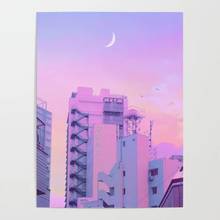 Impressão de decoração para casa céu roxo cidade pintura da lona arte da parede moderna belas fotos modulares para sala estar cartaz sem moldura 2024 - compre barato