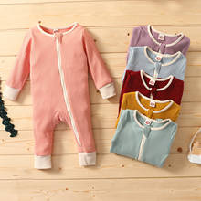 Moda de invierno para recién nacidos, disfraz de colores sólidos con cremallera, mono de punto de manga larga, ropa # p4 2024 - compra barato
