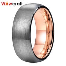 8mm Rose Gold Wedding Ring Tungsten Carbide Engagement Bands Black Edges Top Brushed Finish 2024 - buy cheap