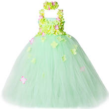 Vestido verde claro de flores para niña, para niña tutú, vestido de fiesta de cumpleaños de boda, vestido de baile para niña, vestido de tul de lunares 2024 - compra barato