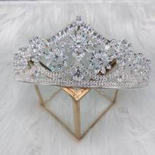 Enfeite de chapéu para casamento, atmosfera de coroa, de noiva, cristal, com strass, para festa de casamento 2024 - compre barato