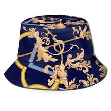 NOISYDESIGNS Retro Blue Bucket Hat Retro European Flowers Printing Fisherman's Hat Summer Foldable Bucket Hat Hip Hop 2024 - buy cheap