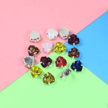 Diamantes de imitación con forma triangular para coser en la ropa, diamantes de imitación con garra estrás, apliques con cristales y piedras, reverso plano, 12mm, 50 Uds. 2024 - compra barato