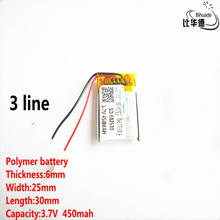 5pcs/lot 3 line Good Qulity 3.7V,450mAH,602530 Polymer lithium ion / Li-ion battery for TOY,POWER BANK,GPS,mp3,mp4 2024 - buy cheap