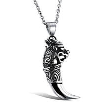 Domineering Retro Wolf Tooth Necklace For Men Unique Kirin Stainless Steel 316L Chain Pendant Boy Fashion Punk Rock Jewelry Gift 2024 - buy cheap