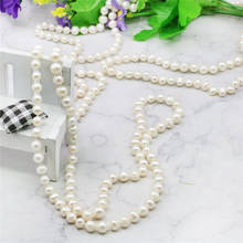 Collar de perlas cultivadas Akoya blancas para mujer, joyería de piedra Natural, 7-8mm, 70 ", BV39, precio al por mayor, novedad de 2021 2024 - compra barato