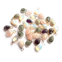 Pingente forma de gota de água 8 cores, pingente de pedras naturais ágata quartzo para fazer jóias colar brincos acessórios 2024 - compre barato