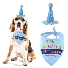 Conjunto de 2 unids/set de sombreros de decoración para mascotas, gorros con bufanda brillante para disfraz, borde de malla ajustable, accesorios para fiesta de cumpleaños de perros, novedad 2024 - compra barato