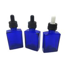 200pcs/lot 30ml Cobalt Blue Flat Square E Liquid Essential Oil Serum Glass Dropper Bottle 1oz Child Proof Dropper Bottle 2024 - buy cheap