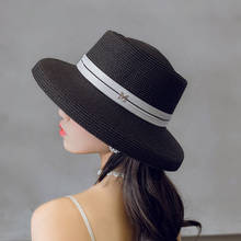 Элегантная женская соломенная шляпа с буквенным принтом и бриллиантами, Ювелирное Украшение, плоская соломенная шляпа, ретро-шляпа для путешествий 2024 - купить недорого
