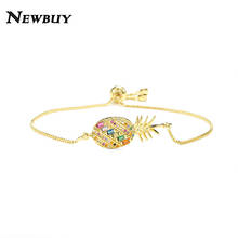 NEWBUY 2020 Hot Gold Chain Pineapple Charm Bracelet For Women Colourful CZ Zirconia Female Jewelry Accessories 2024 - buy cheap