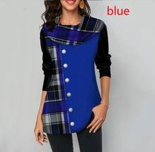 Shirt Blouse Women Spring Stitching Plaid Button Decorate Long Sleeve Shirt Ladies Casual Loose Plus Size Blouse Tops S-5XL 2024 - buy cheap